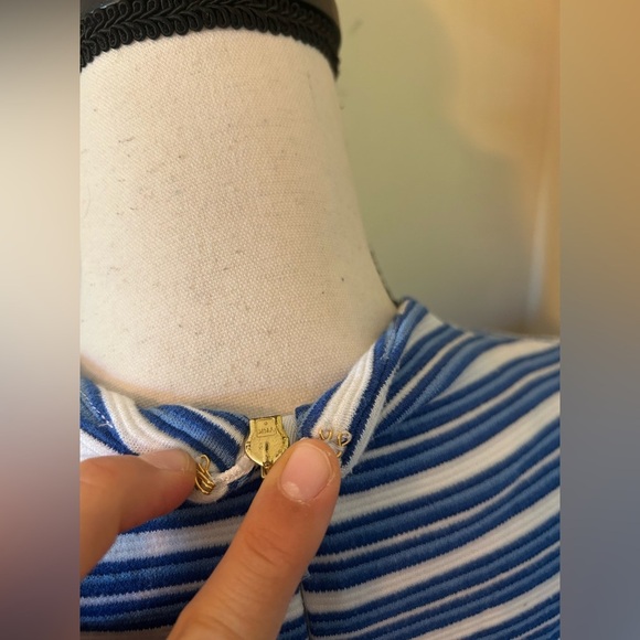 Lilly Pulitzer bree bay Blue Striped Midi Dress v neck fit and flare - Picture 10 of 13